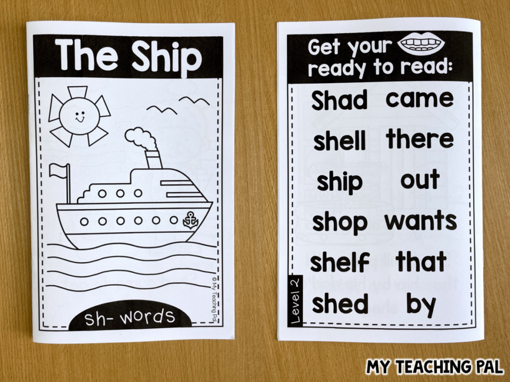 'sh' digraph decodable reader pre-read page