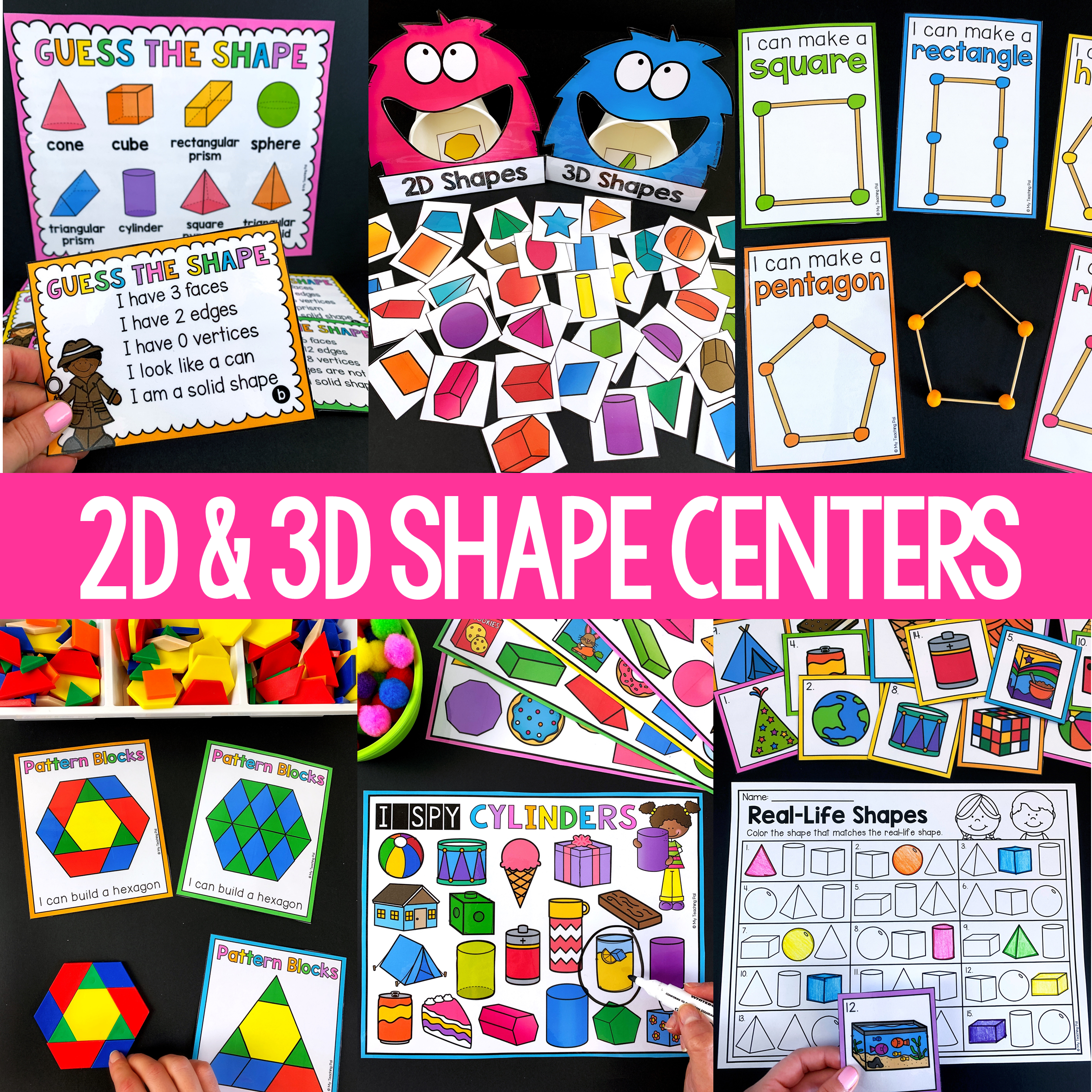 2D and 3D Shape Games Collage